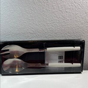 White-Handled Stainless Steel Salad Servers - 2-Piece Set